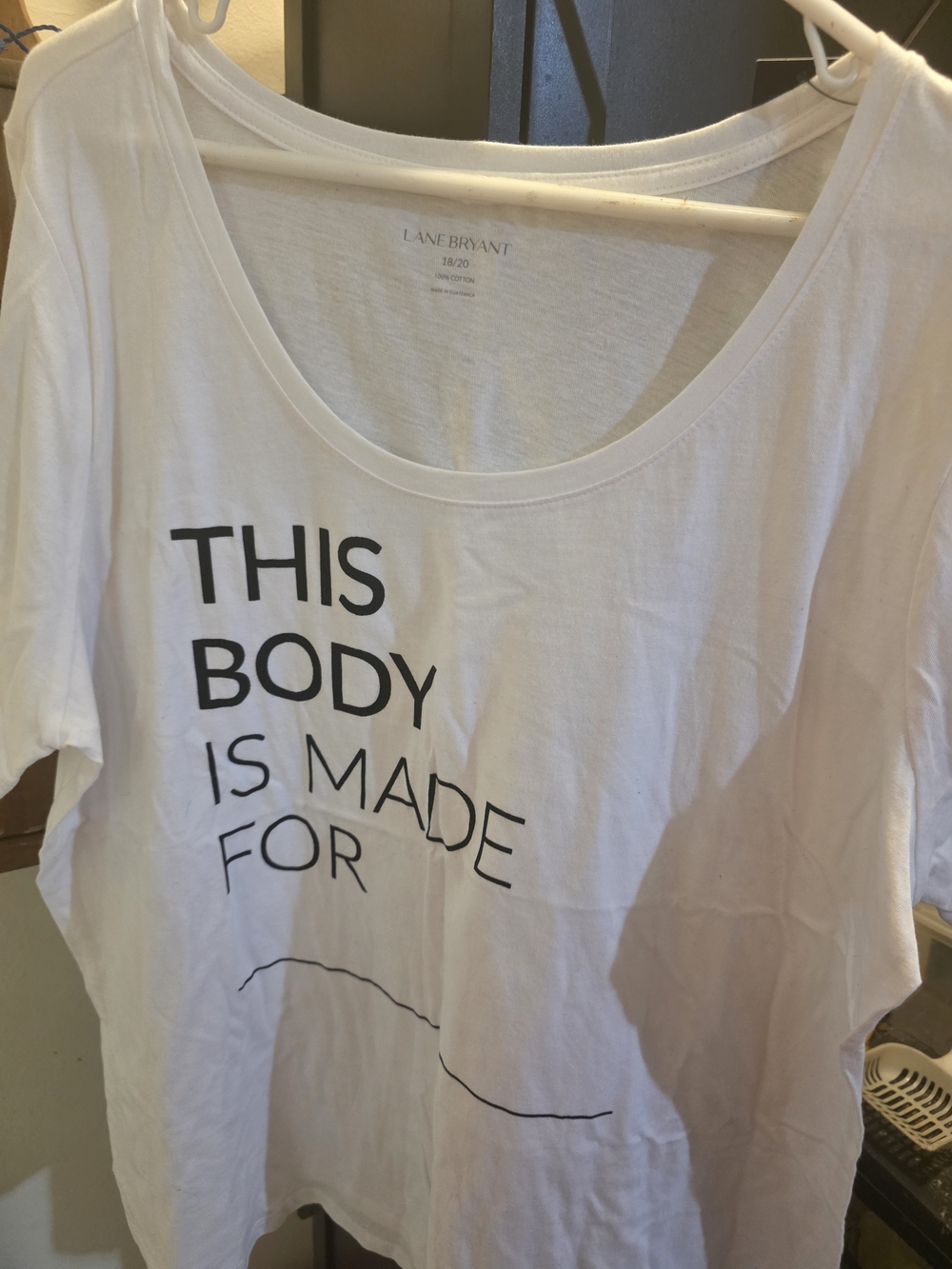 Lane Bryant White Scoop Neck Graphic Tee - Black Print